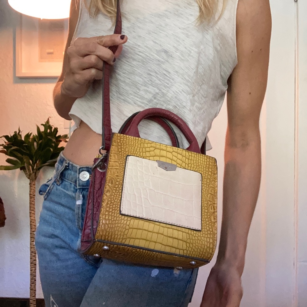 croc print purse with crossbody strap